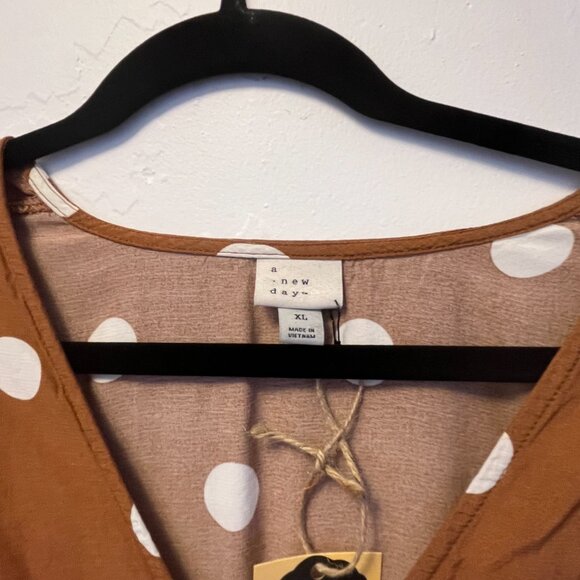 A New Day Orange and White Polka Dot Short Sleeve Dress XL - Picture 3 of 4